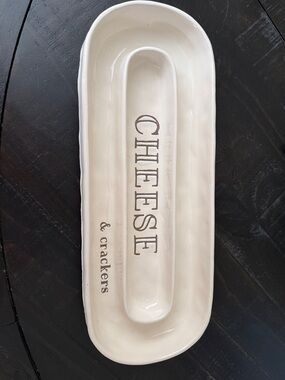 NWOT Crate&Barrel Cream 'CHEESE & crackers' Serving Platter